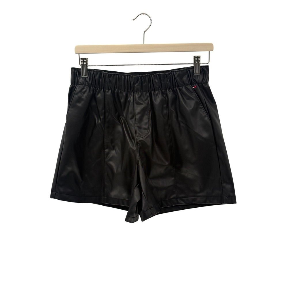 Tommy Hilfiger Shorts Faux Leather Black Pull On High Waist Women Size Small